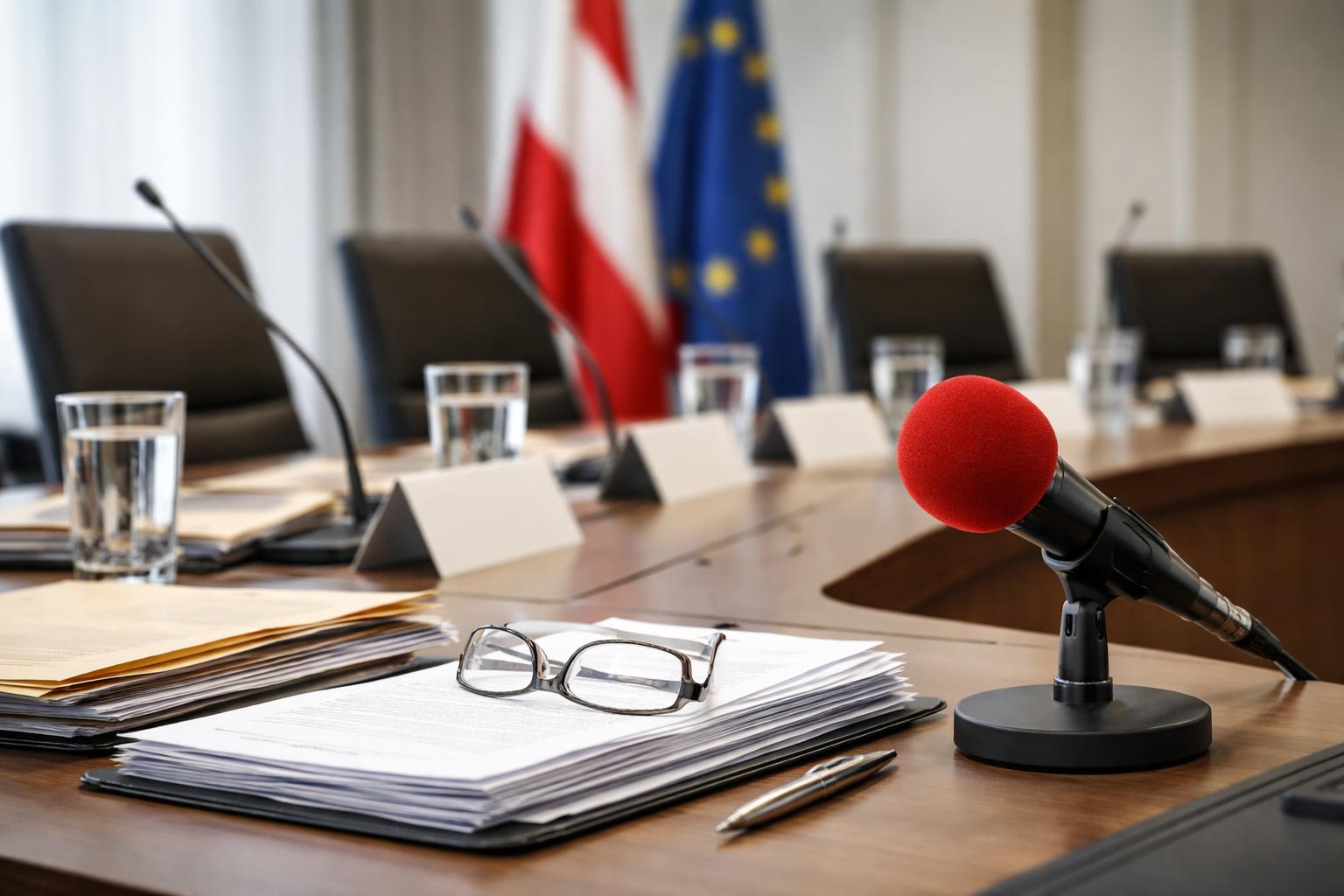 Redaktionelle Szene zum Thema „ORF-Chefwahl: Vier Kandidaten, politische Fronten und offene Fragen zu Haftungen“