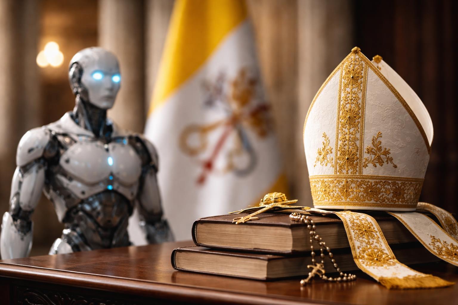 Redaktionelle Szene zum Thema „Papst Leo XIV. warnt vor Risiken der KI und fordert ethische Leitplanken“