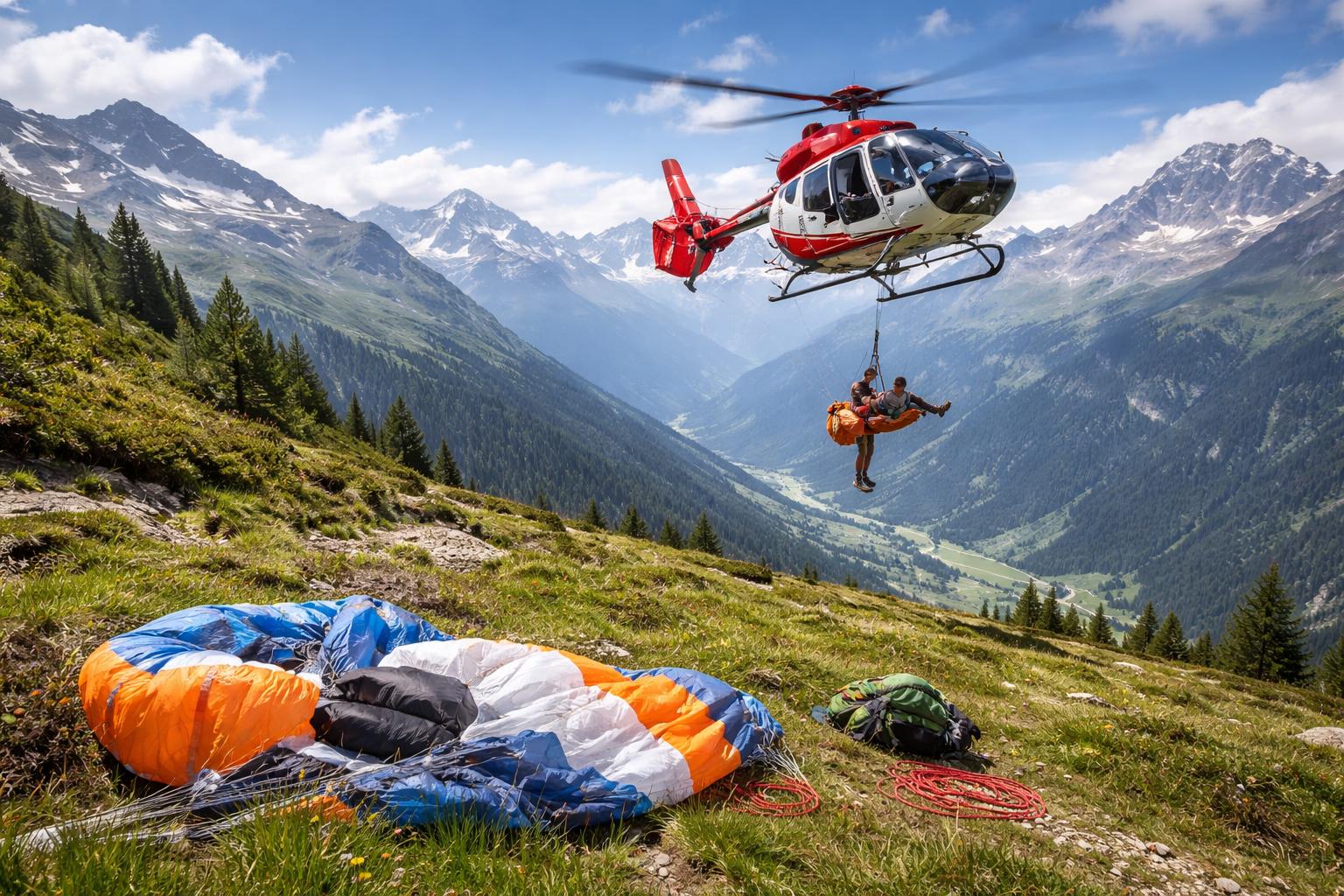 Redaktionelle Szene zum Thema „Paragleiter aus Deutschland bei Mittersill schwer verletzt“
