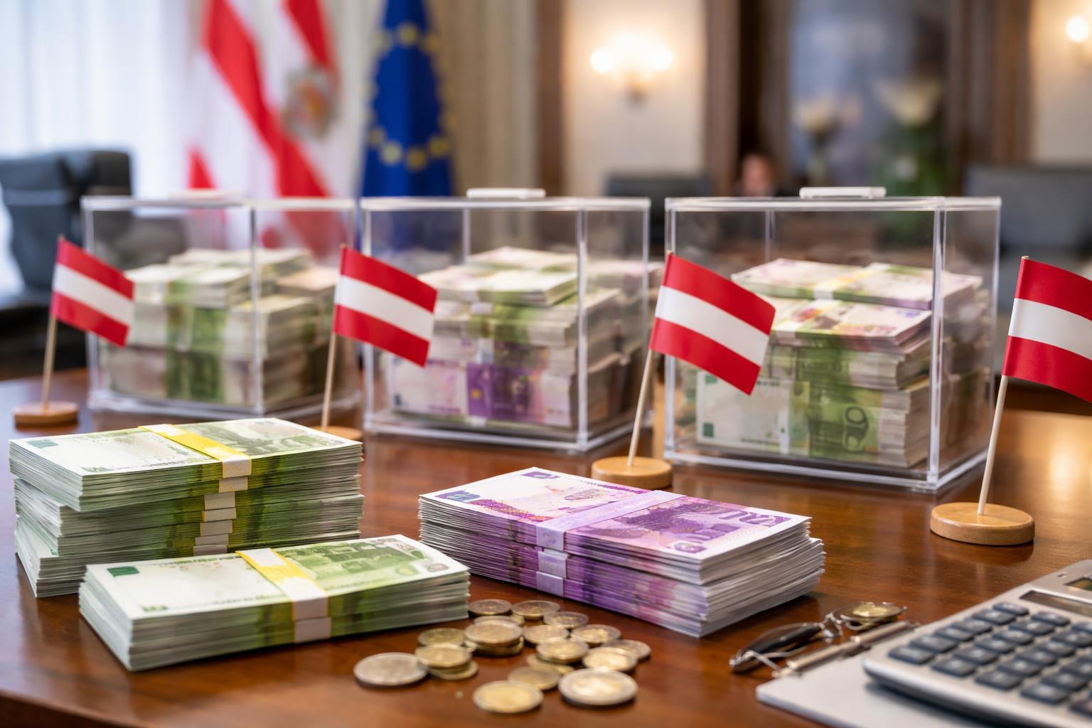 Redaktionelle Szene zum Thema „Parteienförderung in Österreich: Wohin das Steuergeld fließt“