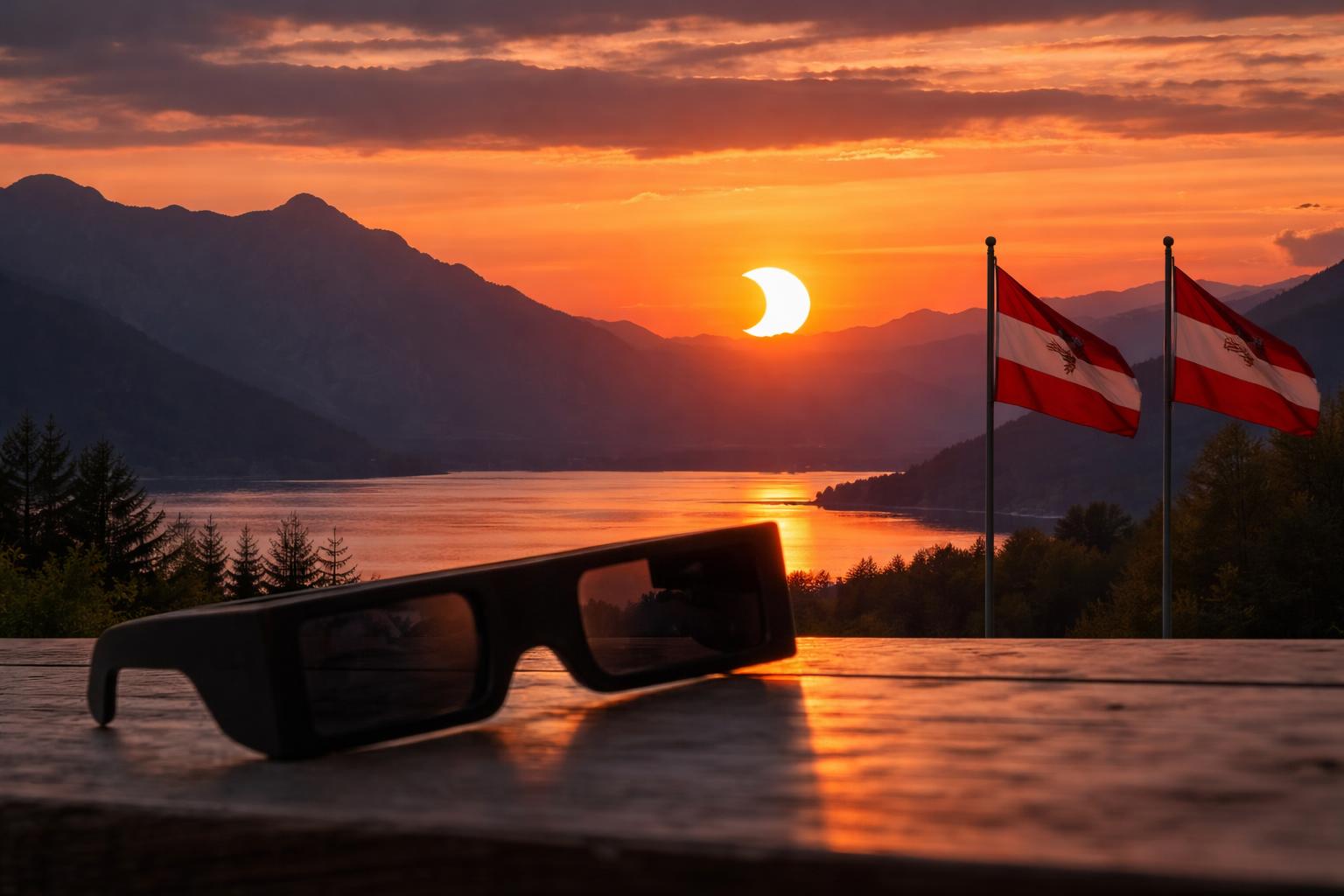 Redaktionelle Szene zum Thema „Partielle Sonnenfinsternis am 12. August 2026 in Österreich nur schwer sichtbar“