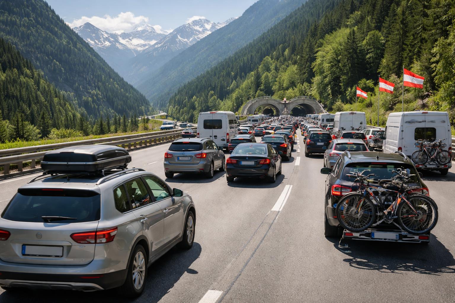 Redaktionelle Szene zum Thema „Pfingstreise Richtung Süden: Verkehrsclubs erwarten wieder lange Staus“