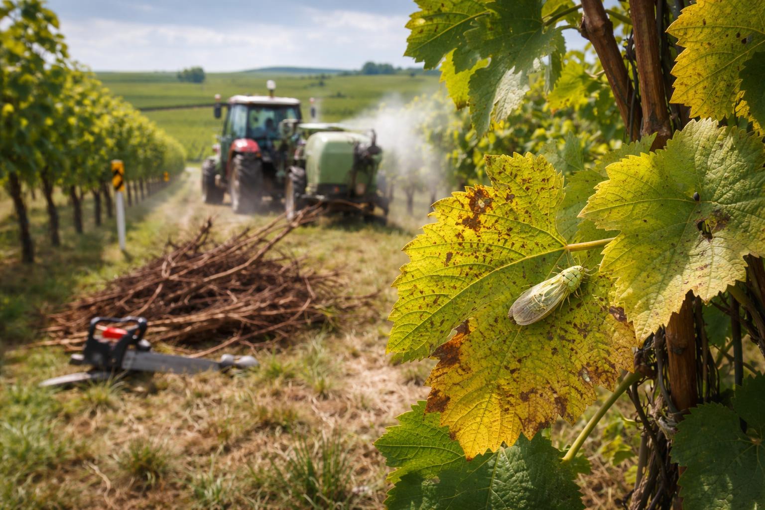 Redaktionelle Szene zum Thema „Pflichtmaßnahmen gegen Amerikanische Rebzikade im Weinviertel in Kraft“