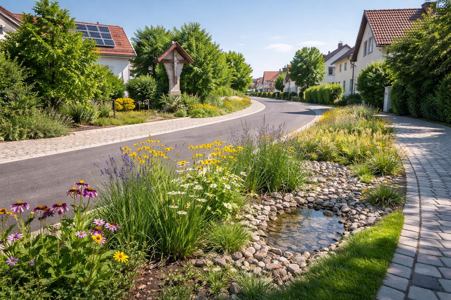 Redaktionelle Szene zum Thema „Pillichsdorf macht Siedlungsstraße am Stierkreuz klimafit“