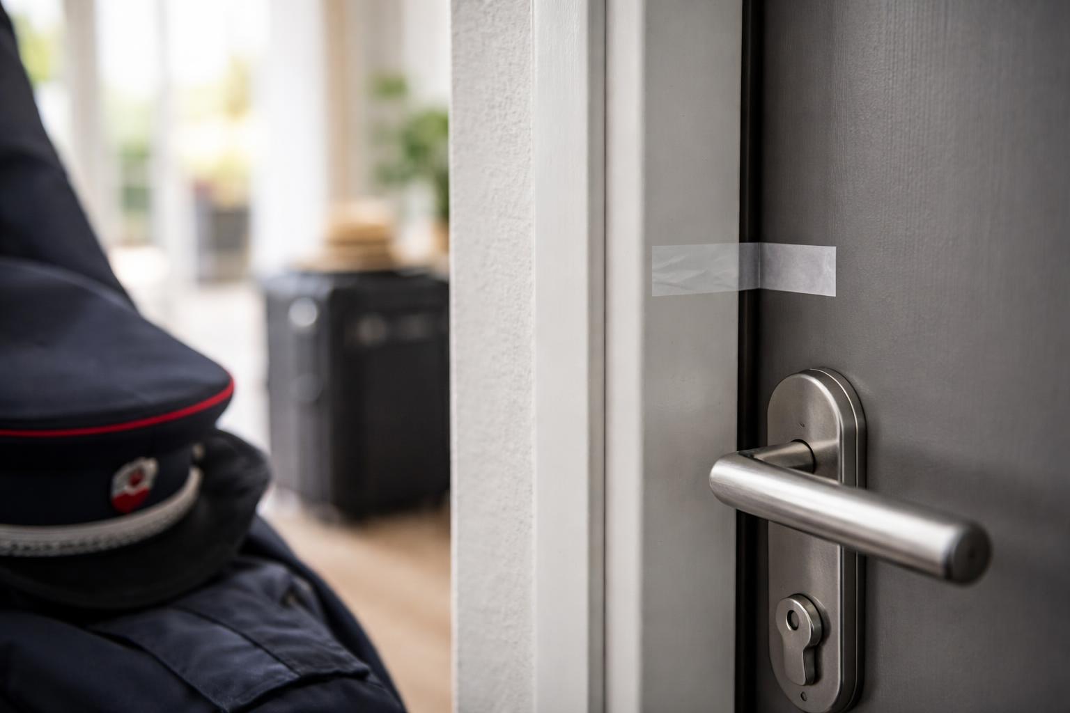 Redaktionelle Szene zum Thema „Polizei warnt vor Einbrechern mit Klebestreifen an Türen“