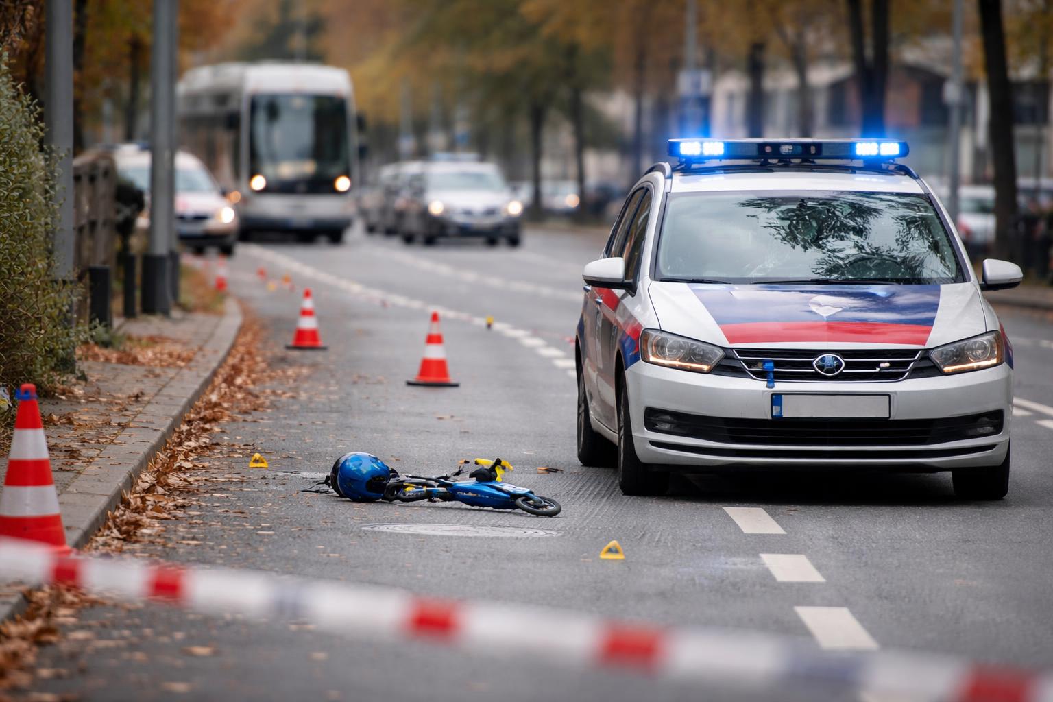 Redaktionelle Szene zum Thema „Polizistin in Graz von Auto auf dem Weg zu Einsatz erfasst“