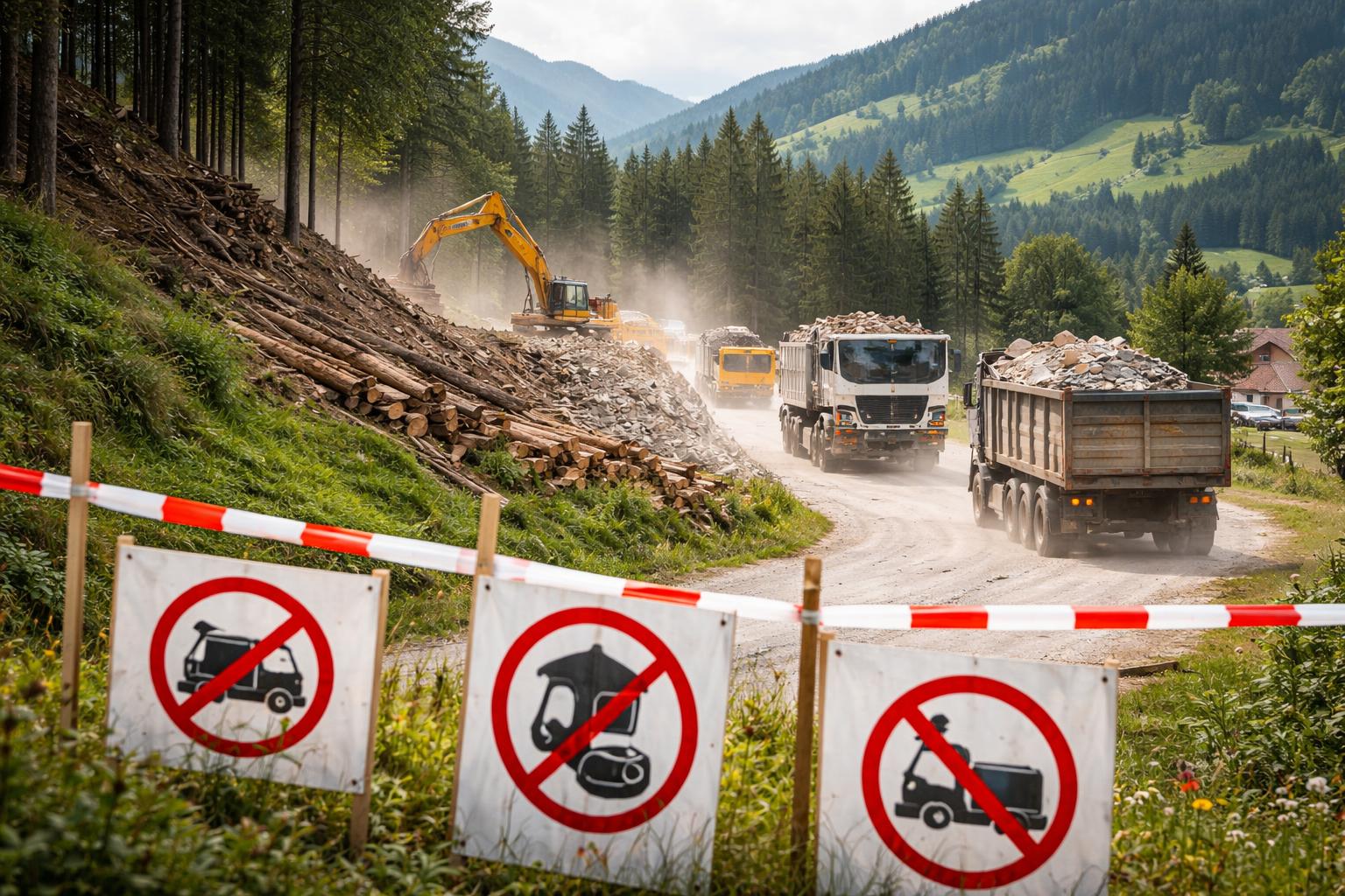 Redaktionelle Szene zum Thema „Protest gegen geplantes Deponie-Zwischenlager in Hopfgarten“