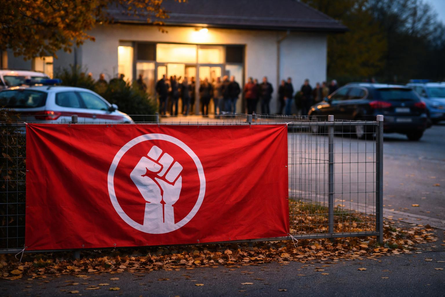 Redaktionelle Szene zum Thema „Protest-Transparent löst Streit bei Lesung von Gerald Grosz aus“