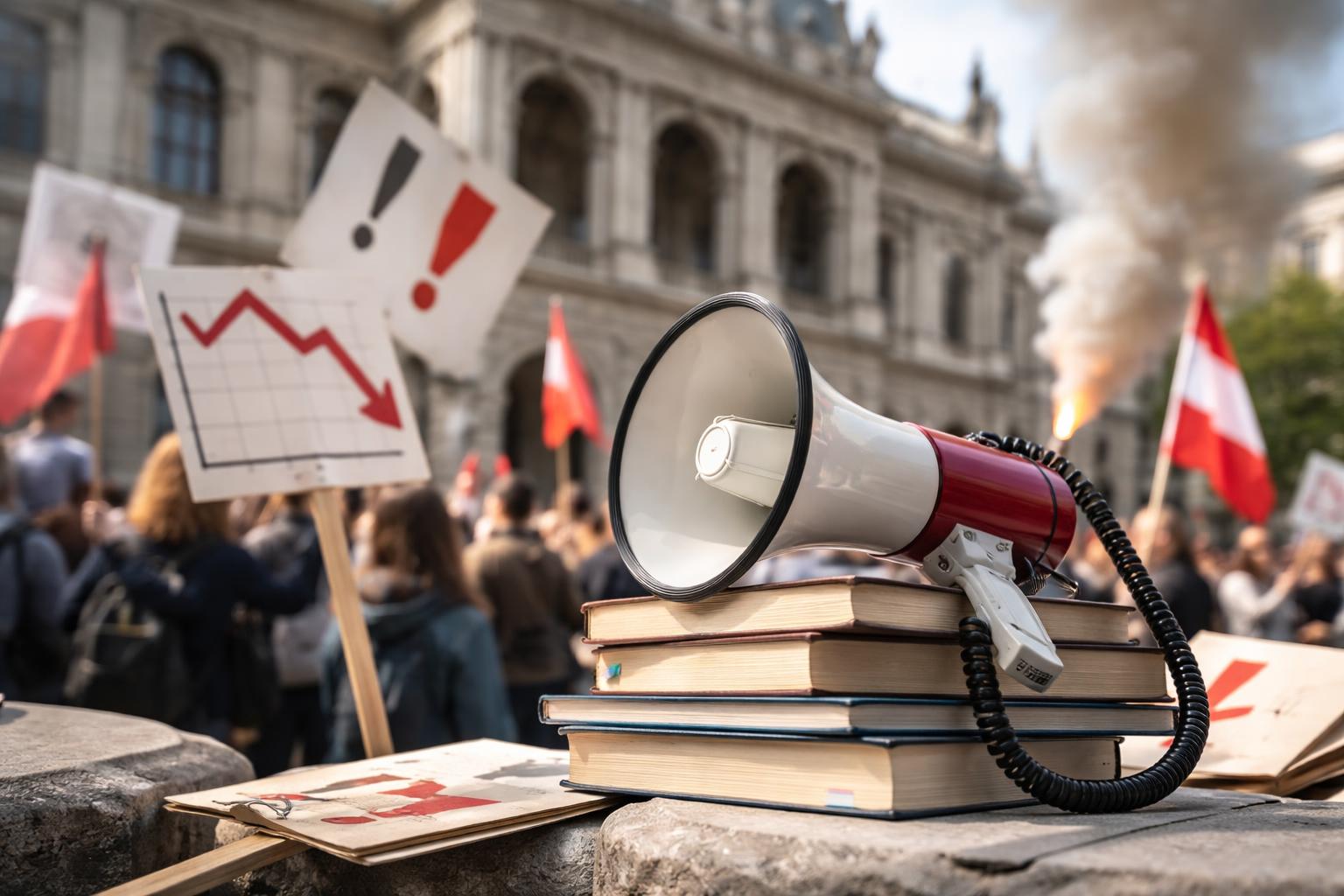 Redaktionelle Szene zum Thema „Proteste gegen Uni-Kürzungen setzen sich in mehreren Städten fort“