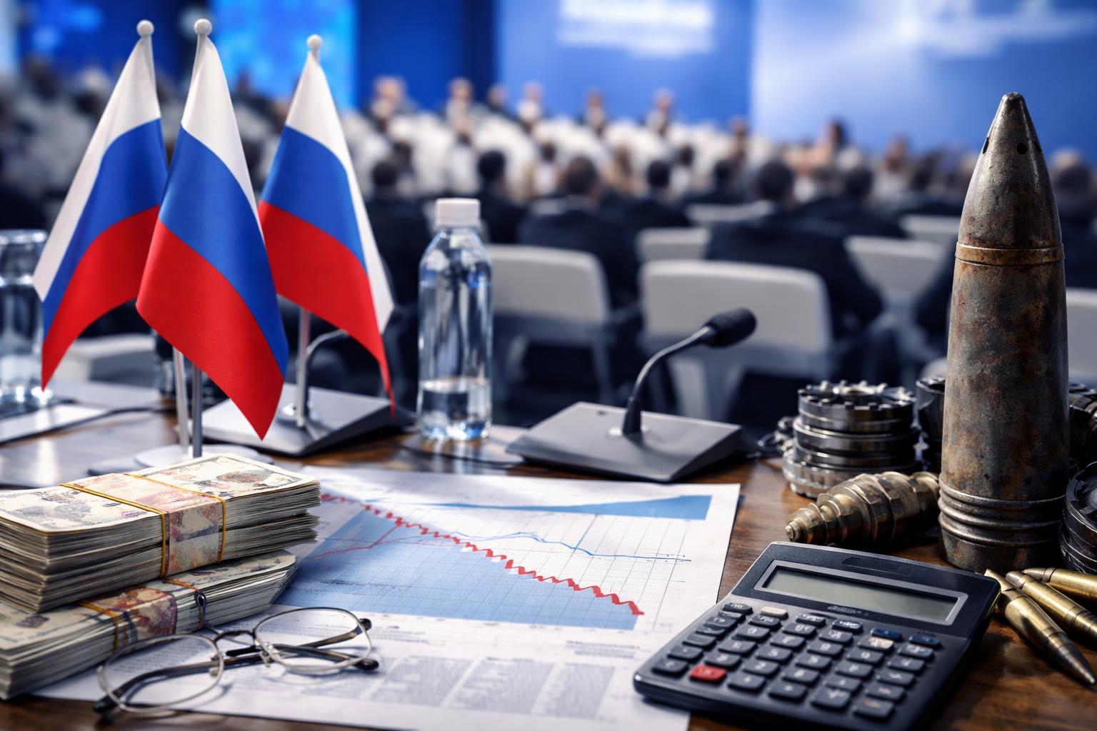 Redaktionelle Szene zum Thema „Putin räumt auf Wirtschaftsforum Probleme in Russland ein“