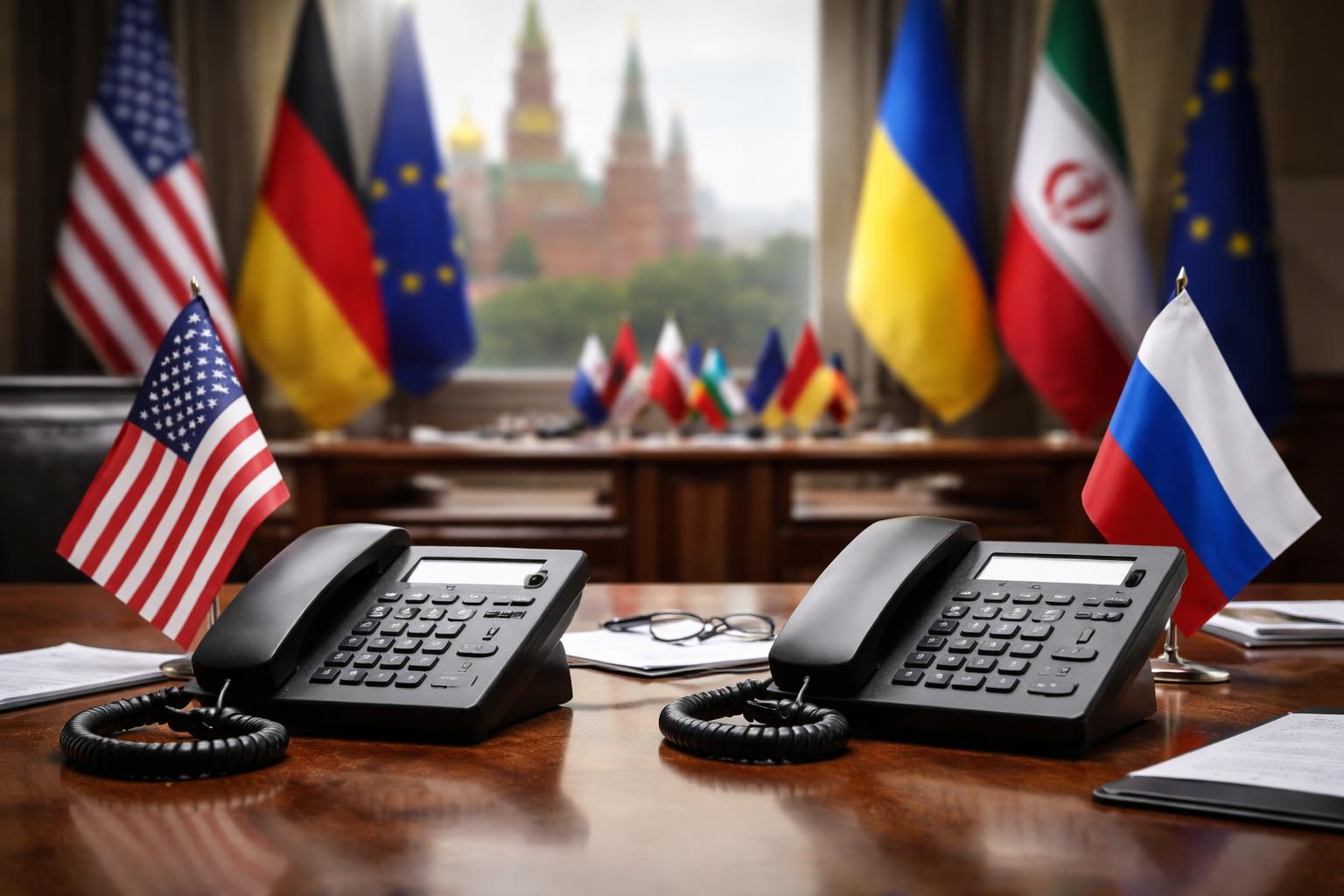 Redaktionelle Szene zum Thema „Putin und Trump telefonieren über Ukraine, Iran und bilaterale Beziehungen“