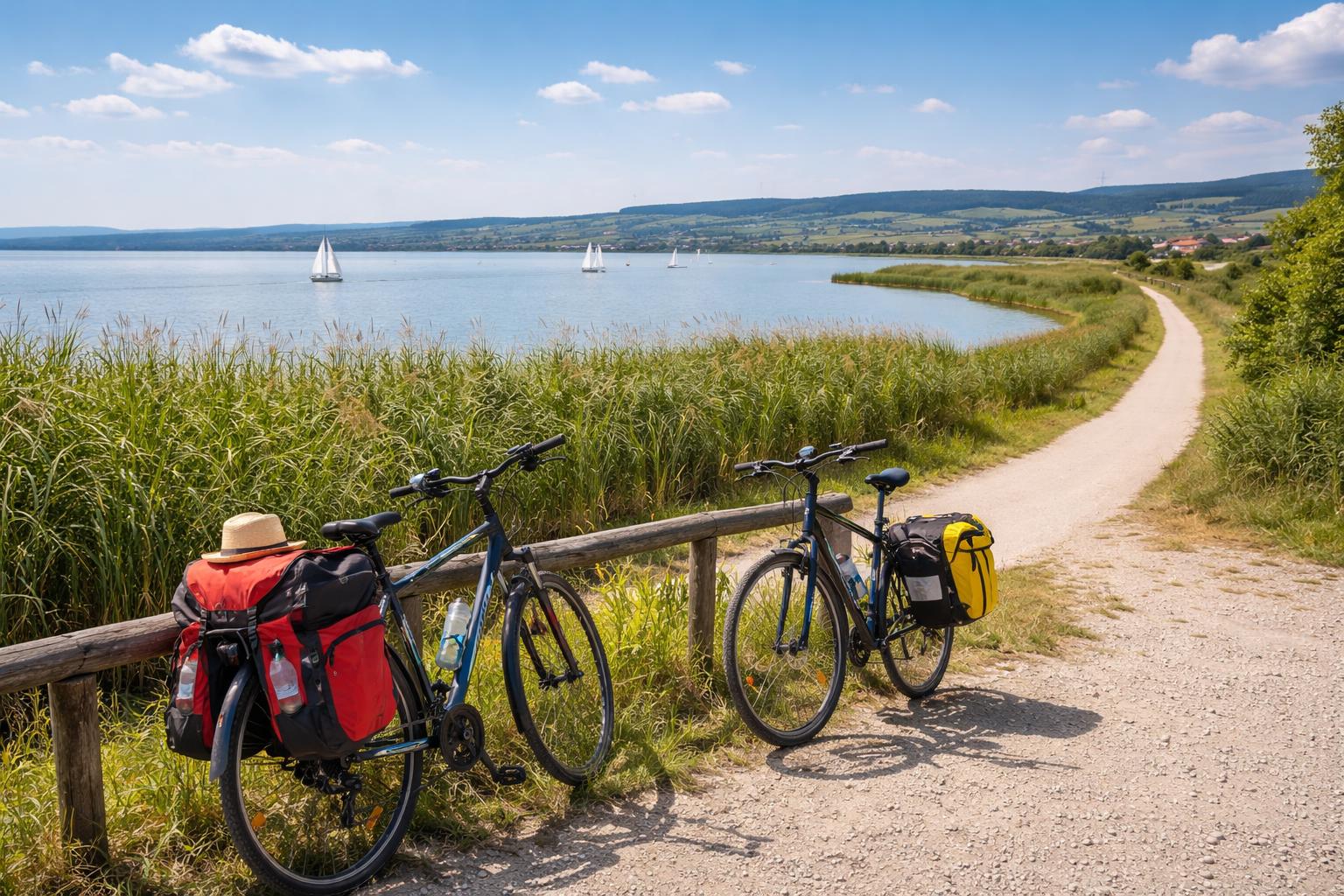 Redaktionelle Szene zum Thema „Radfahren rund um den Neusiedler See statt Hitze im Auto“