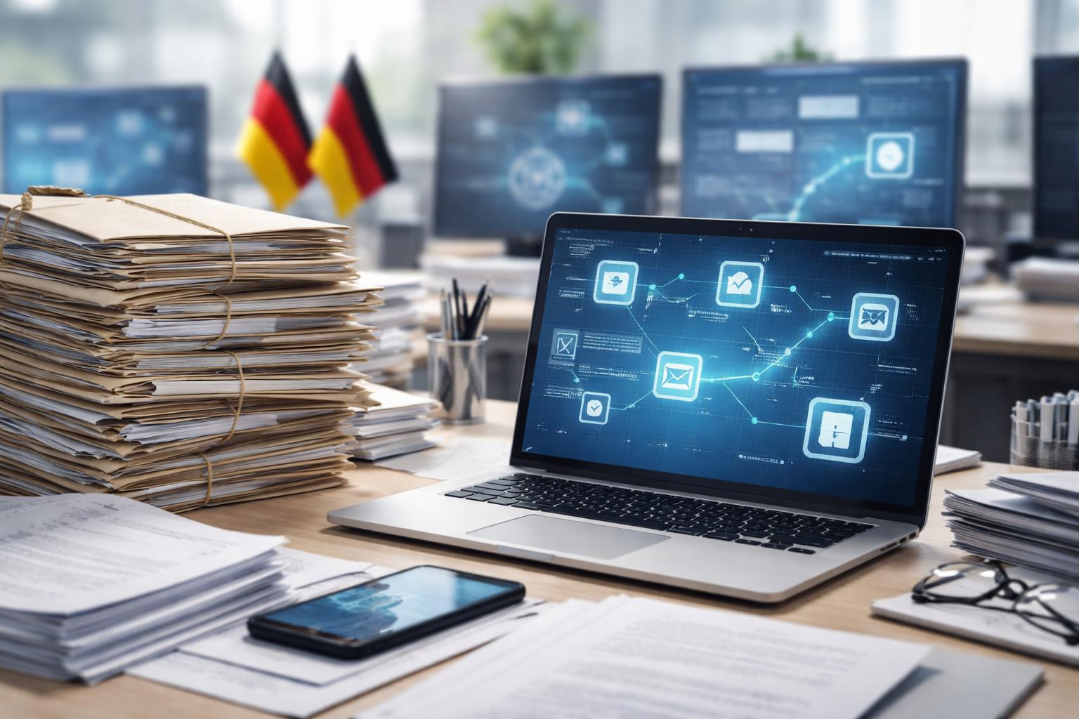 Redaktionelle Szene zum Thema „Regierung will Verwaltungswege digitalisieren und Verfahren beschleunigen“