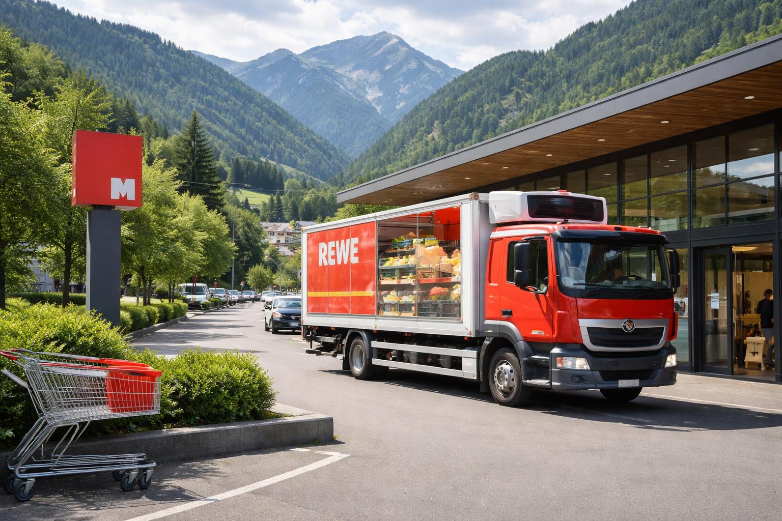 Redaktionelle Szene zum Thema „Rewe prüft Einstieg bei Tiroler M-Preis-Kette“