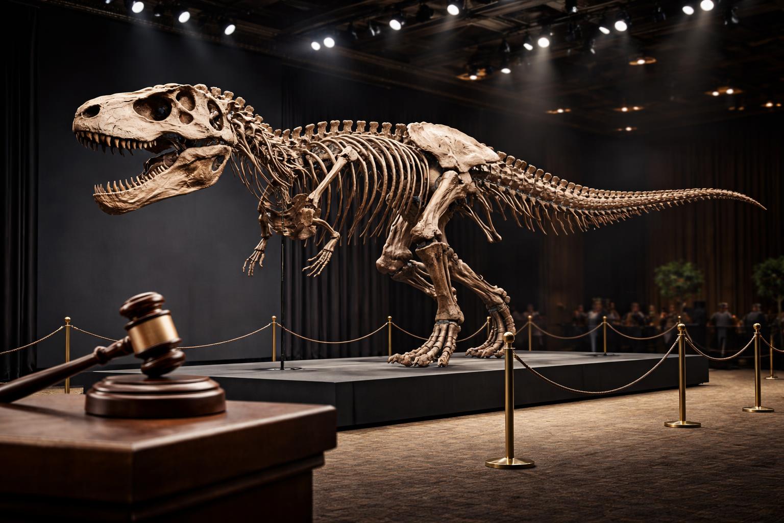 Redaktionelle Szene zum Thema „Riesiges T.-rex-Skelett kommt unter den Hammer“