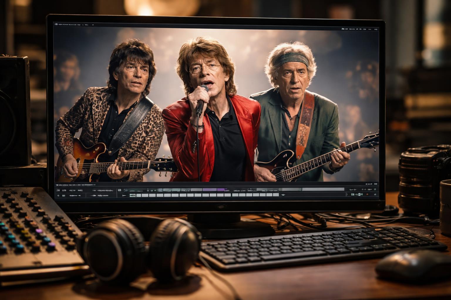 Redaktionelle Szene zum Thema „Rolling Stones im neuen Video digital verjüngt“