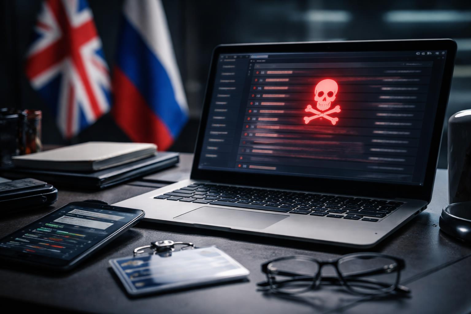 Redaktionelle Szene zum Thema „Russische Hacker greifen Konten britischer Beamter an“