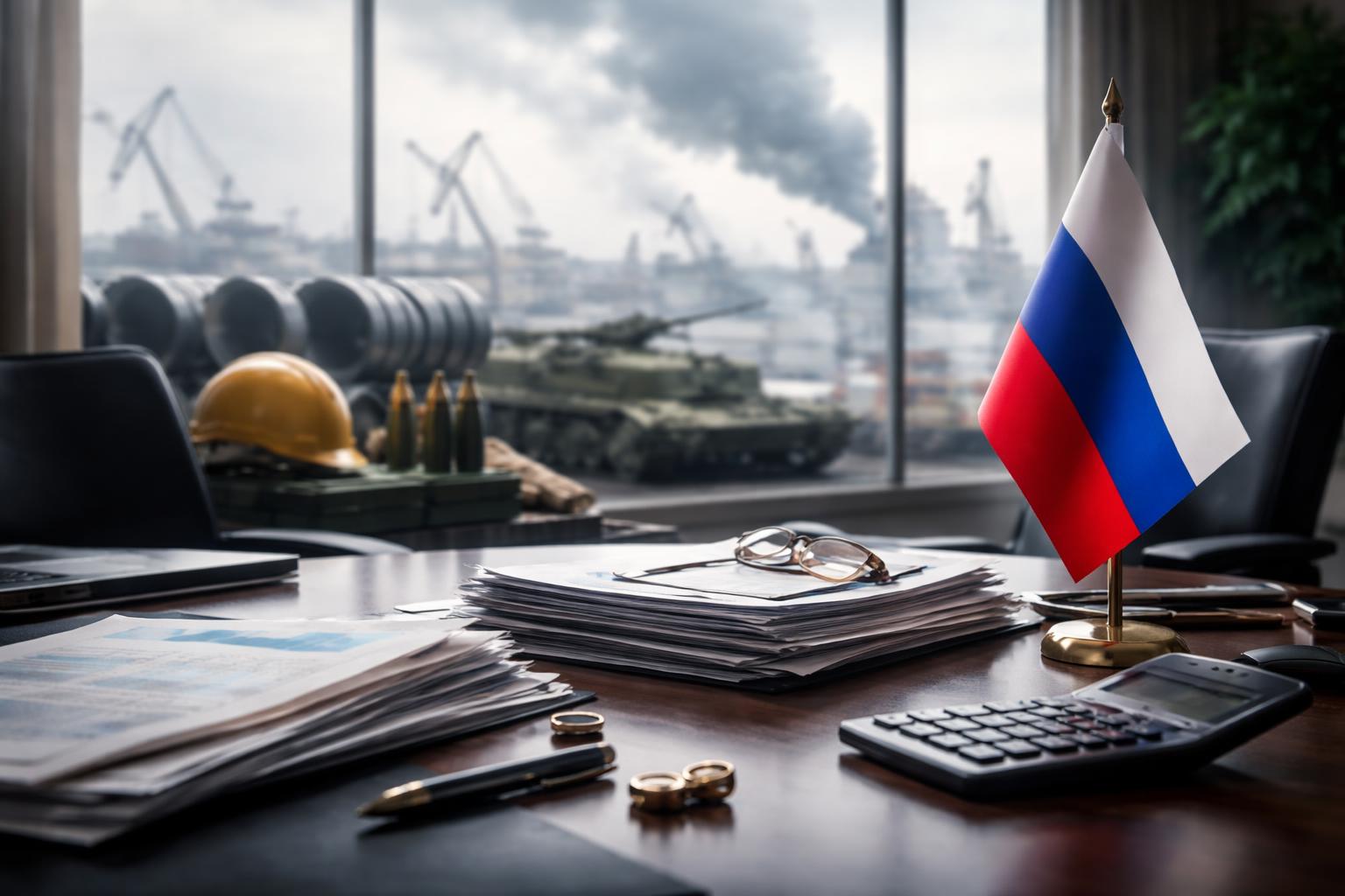 Redaktionelle Szene zum Thema „Russische Manager drängen auf ein Ende des Kriegs“