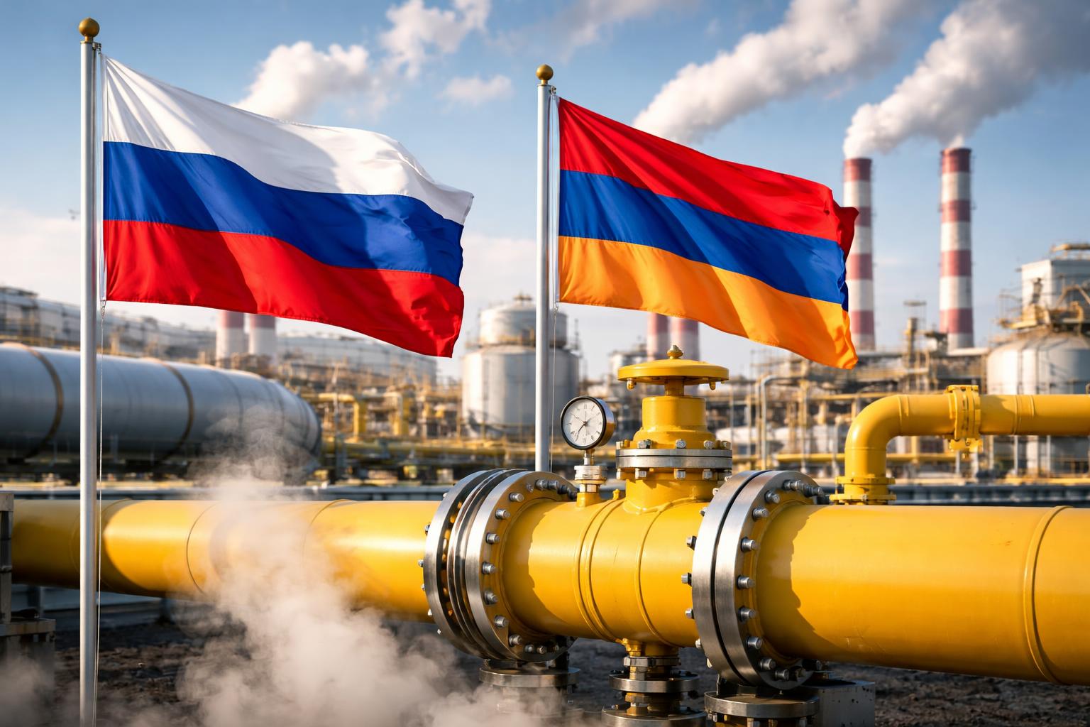 Redaktionelle Szene zum Thema „Russland droht Armenien mit Ende günstiger Gaslieferungen“