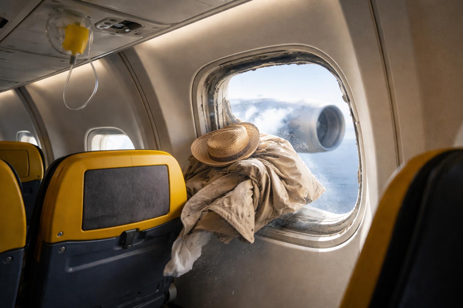 Redaktionelle Szene zum Thema „Ryanair-Passagier bei Flug von Thessaloniki fast aus Fenster gezogen“