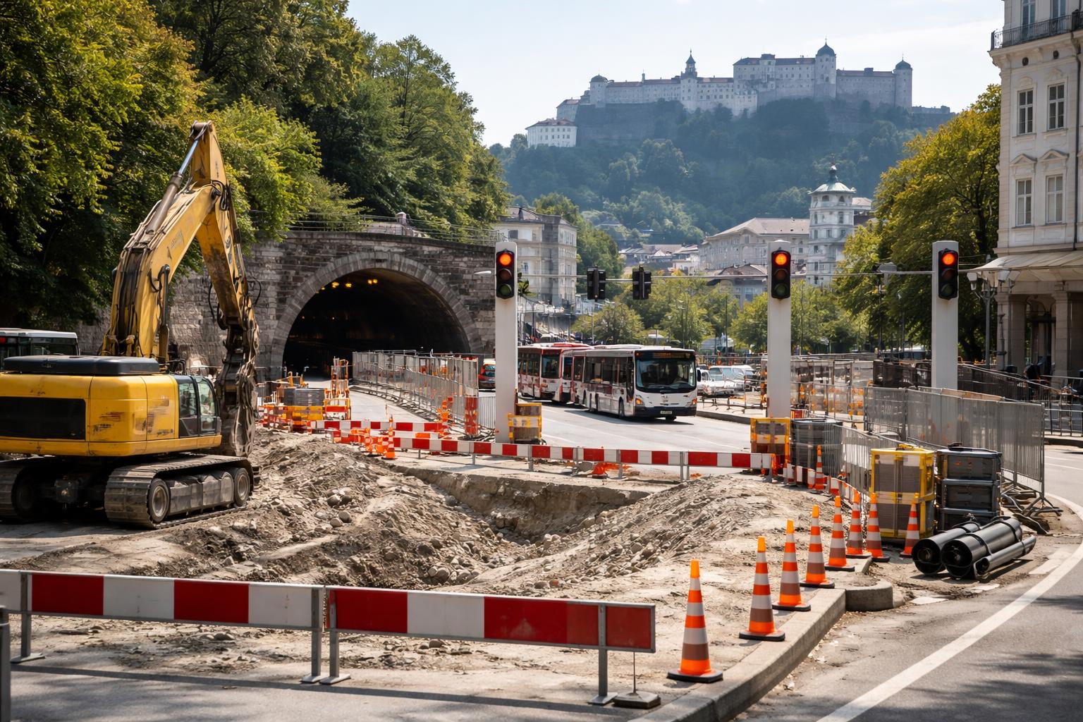 Redaktionelle Szene zum Thema „Salzburg bereitet sich auf Halbjahressperre des Neutors vor“