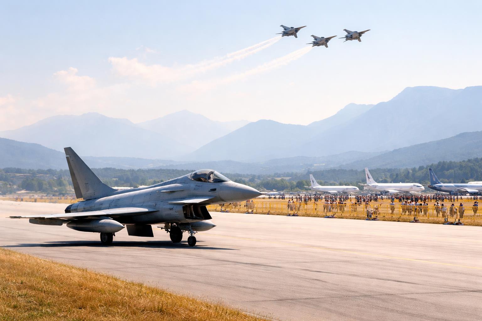 Redaktionelle Szene zum Thema „Salzburg feierte 100 Jahre Flughafen trotz Rekordhitze“