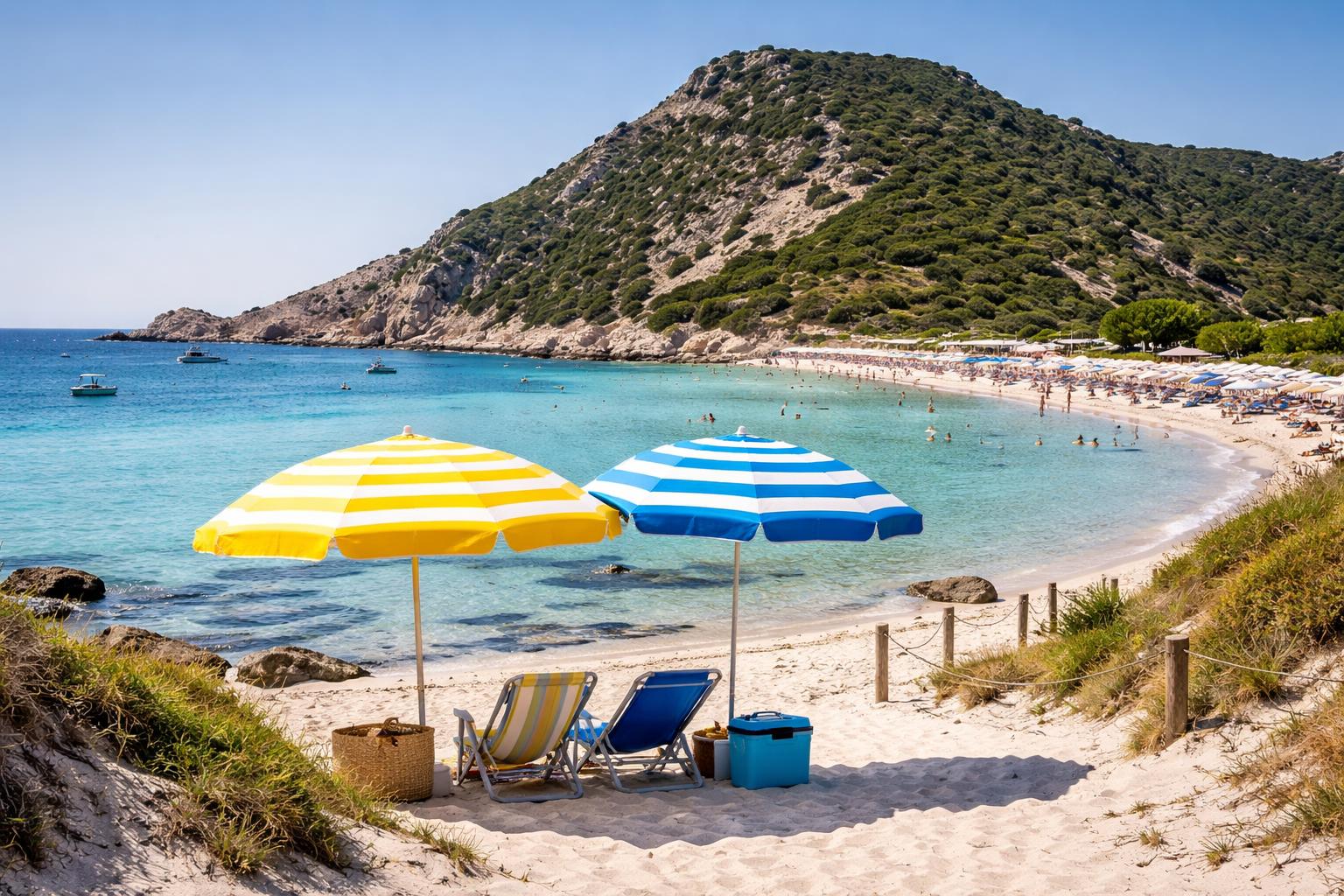 Redaktionelle Szene zum Thema „Sardinien lockert Sonnenschirm-Verbot nach Protesten“