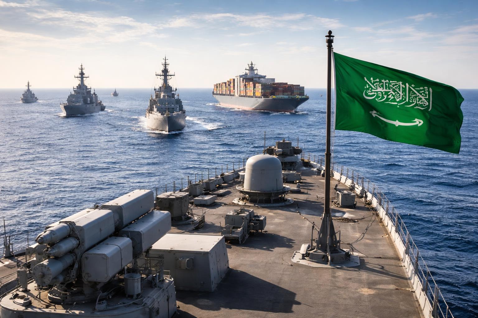 Redaktionelle Szene zum Thema „Saudi-Arabien schmiedet Koalition zum Schutz der Schifffahrt im Roten Meer“