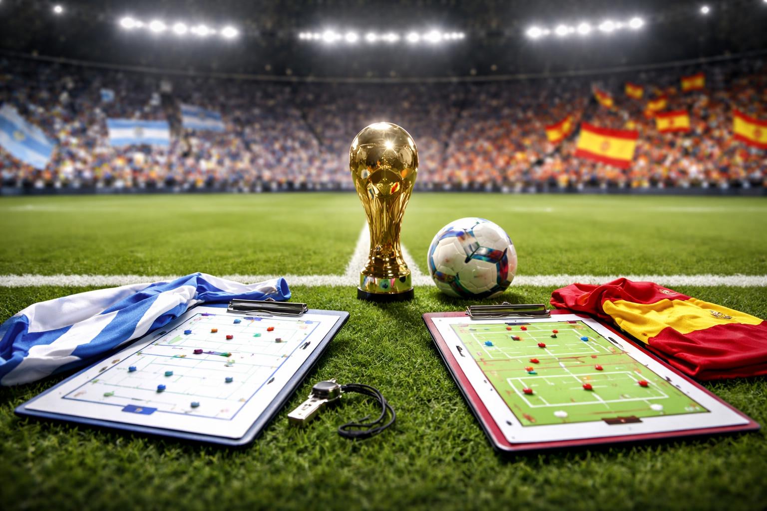 Redaktionelle Szene zum Thema „Scaloni gegen De la Fuente: Das Trainer-Duell im WM-Finale“