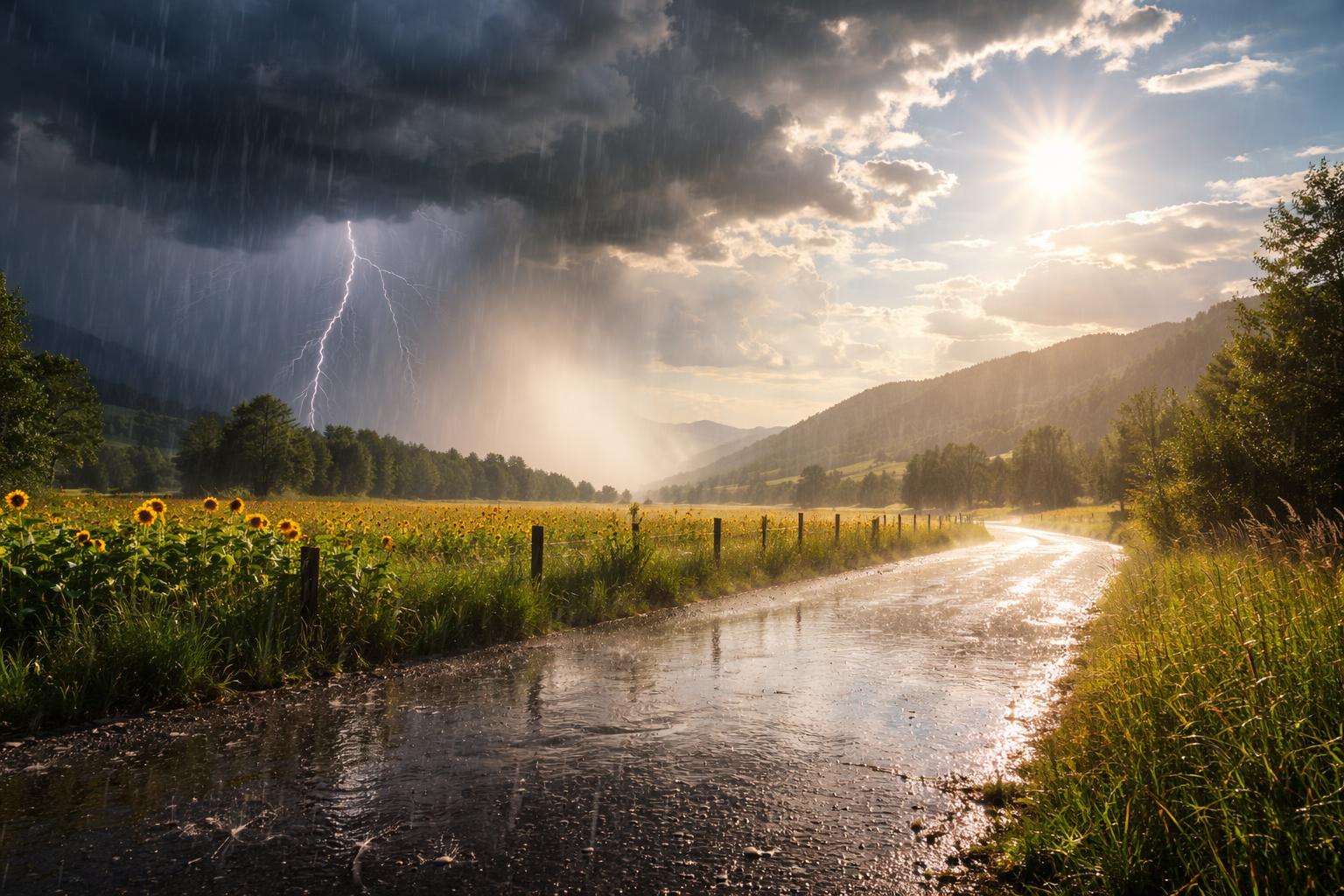 Redaktionelle Szene zum Thema „Schauer und Gewitter wechseln sich ab – ab dem Wochenende wird es wieder heiß“