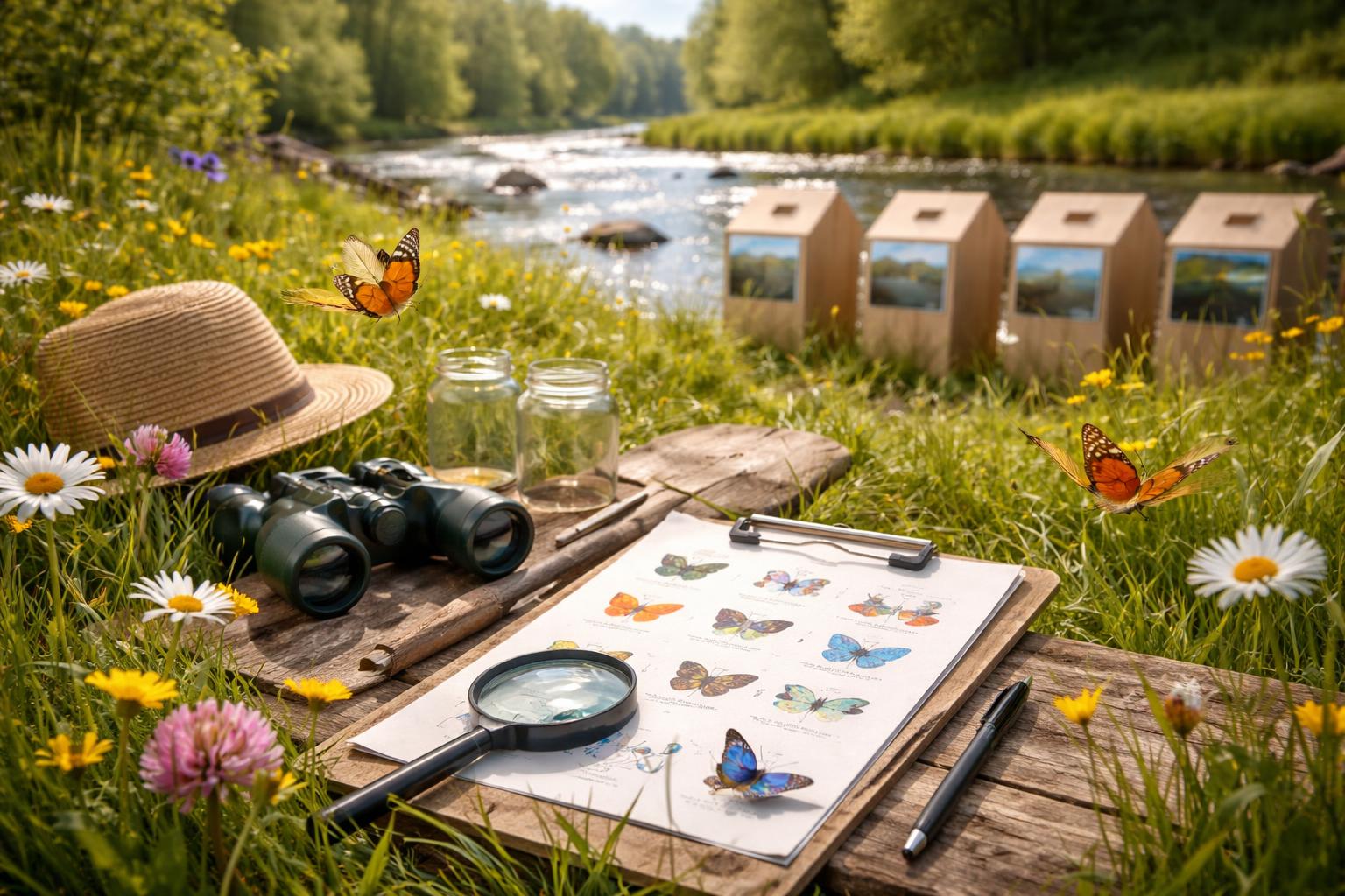 Redaktionelle Szene zum Thema „Schmetterlinge zählen und für einen Fluss abstimmen“