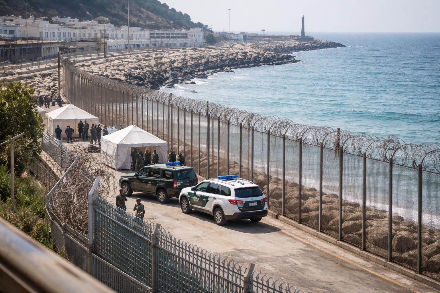 Redaktionelle Szene zum Thema „Schock nach Migrationsansturm auf Ceuta beschäftigt Spanien und EU“