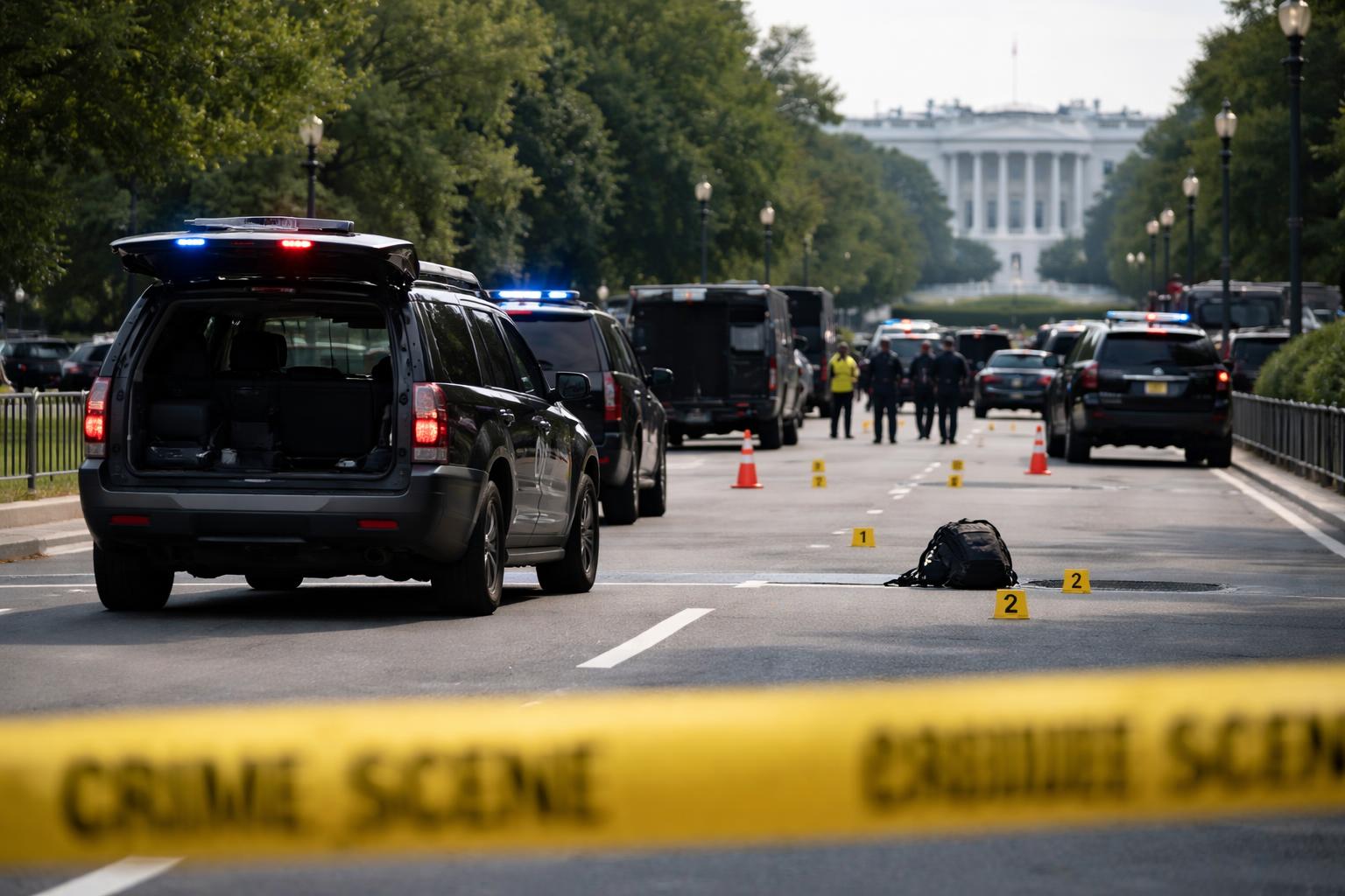 Redaktionelle Szene zum Thema „Schüsse nahe dem Weißen Haus: Verdächtiger bei Einsatz des Secret Service getötet“