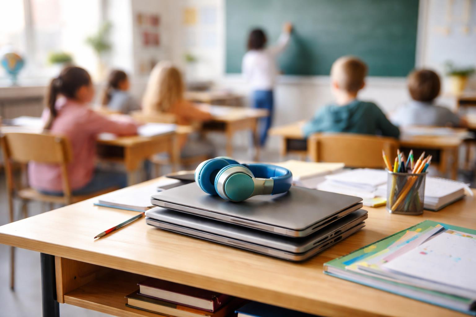 Redaktionelle Szene zum Thema „Schullaptops: Experte warnt vor zu frühem Einsatz in der Schule“