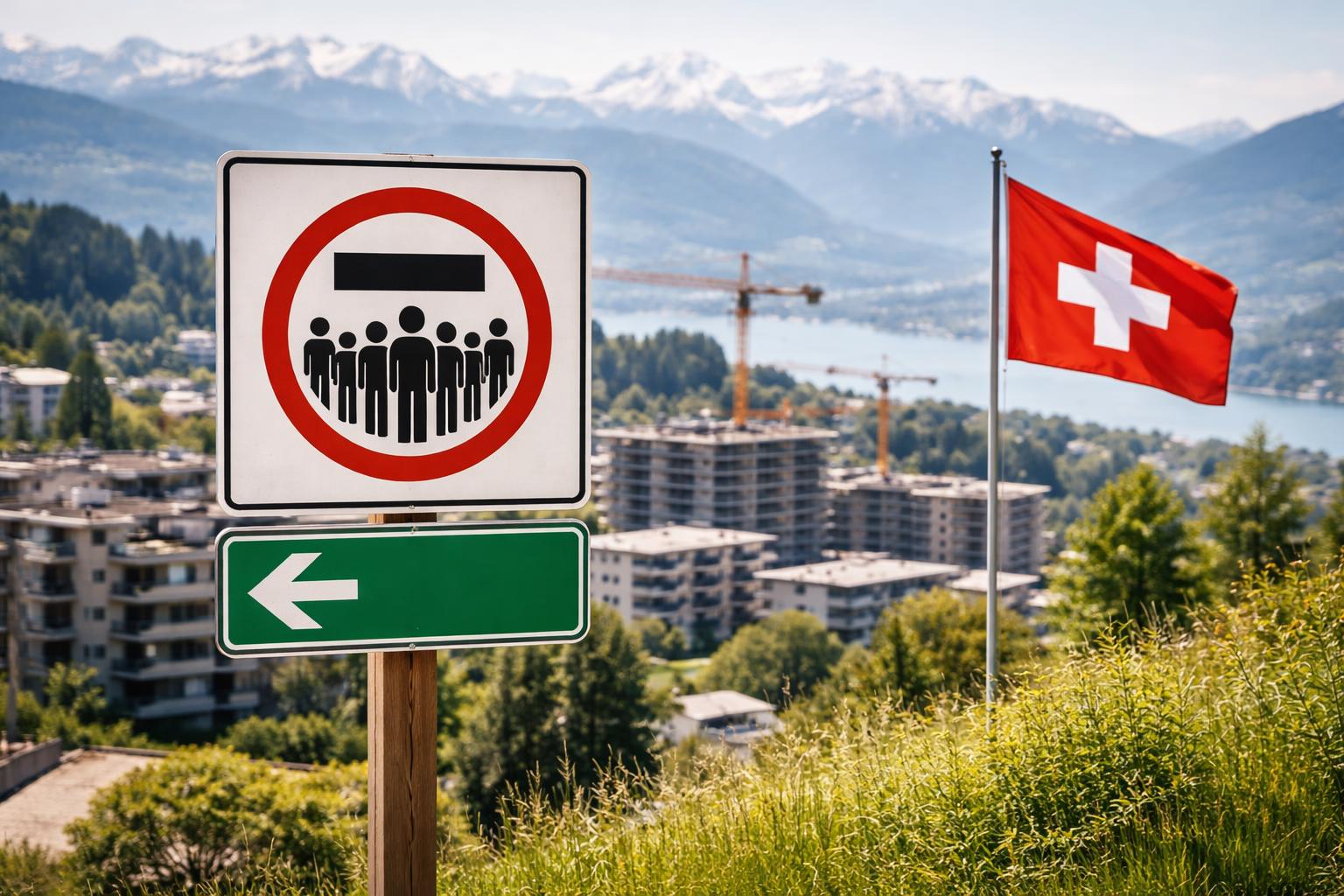 Redaktionelle Szene zum Thema „Schweiz stimmt über Obergrenze für Bevölkerung ab“