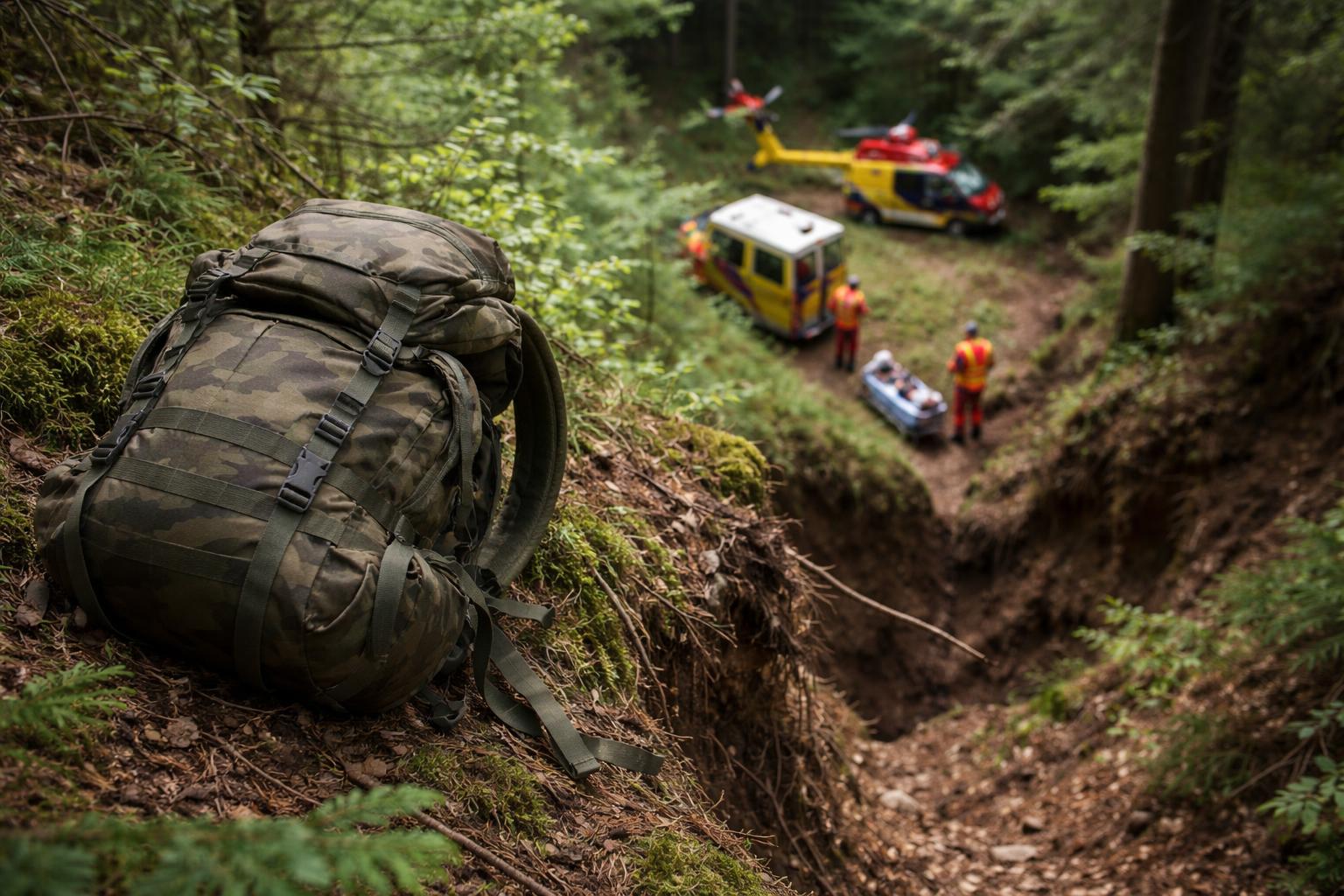 Redaktionelle Szene zum Thema „Schwerer Rucksack führt 16-Jährigen bei Sprung über Graben ins Spital“