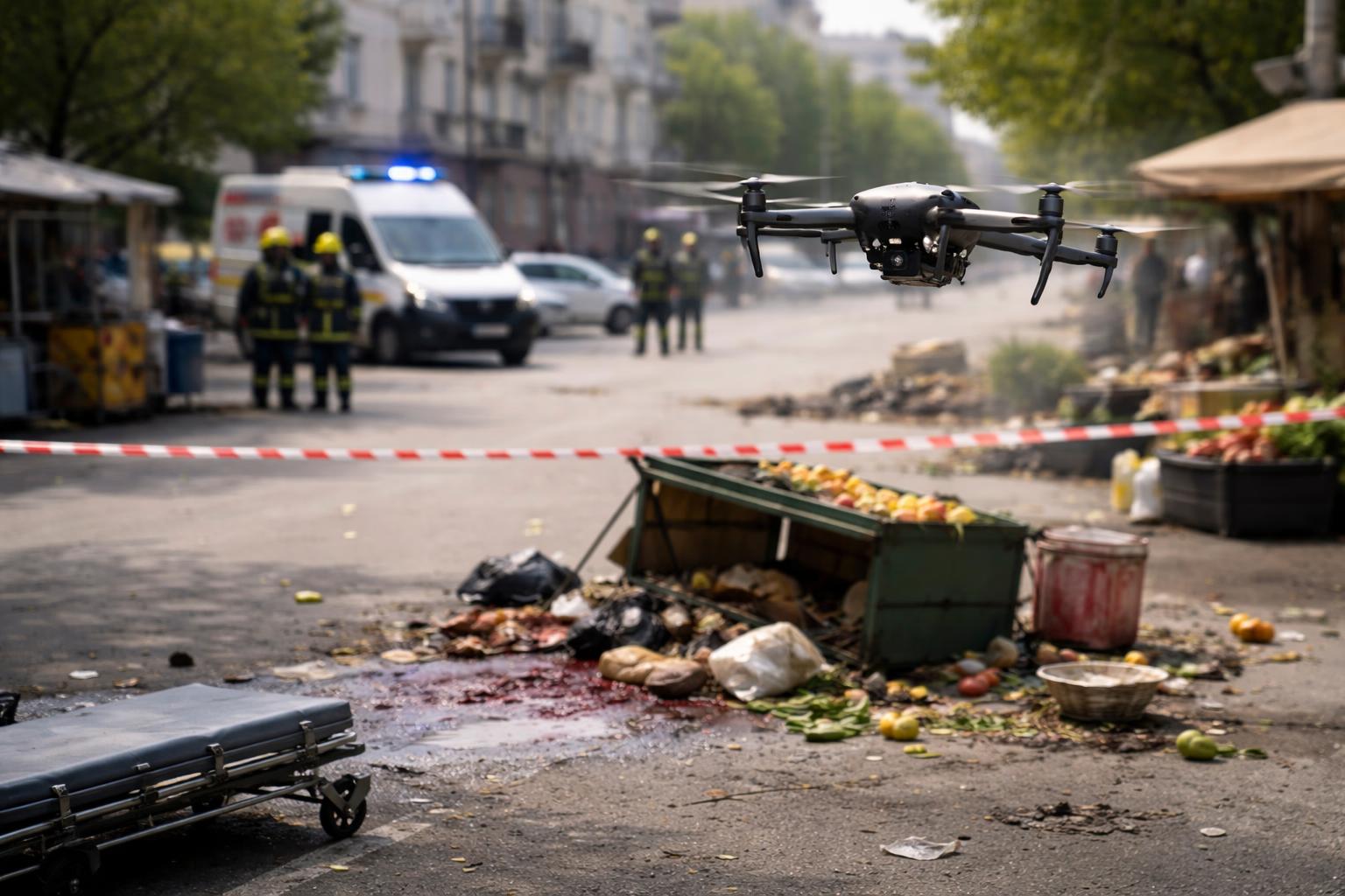 Redaktionelle Szene zum Thema „Selenskyj wirft Russland gezielte Drohnenangriffe auf Zivilisten vor“