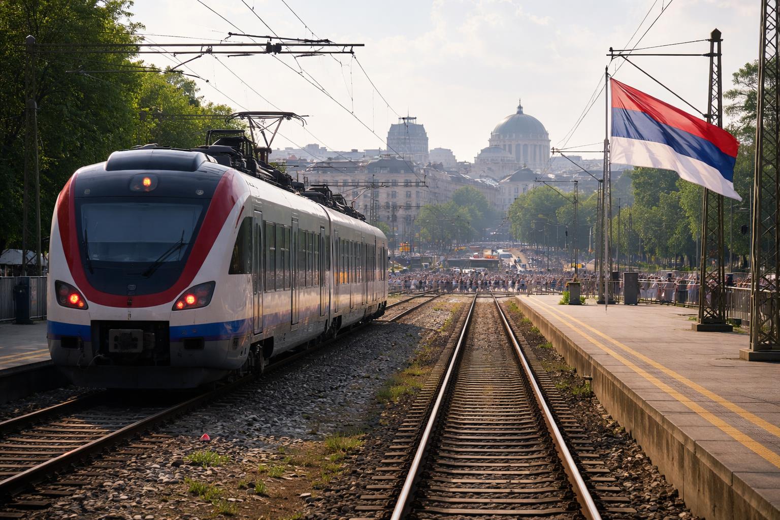 Redaktionelle Szene zum Thema „Serbiens Bahn stoppt Verkehr vor erwartetem Großprotest in Belgrad“