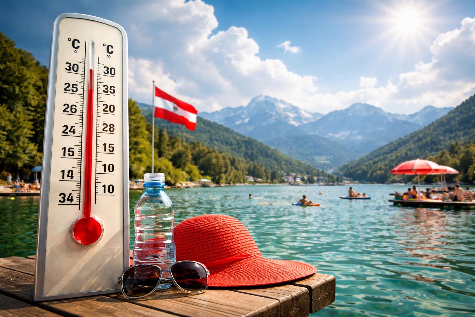 Redaktionelle Szene zum Thema „Sommerhitze kehrt nach Österreich zurück: Bis zu 34 Grad ab der Wochenmitte“