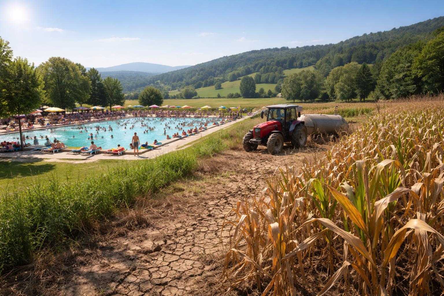 Redaktionelle Szene zum Thema „Sommerhitze spaltet Branchen in der Steiermark“