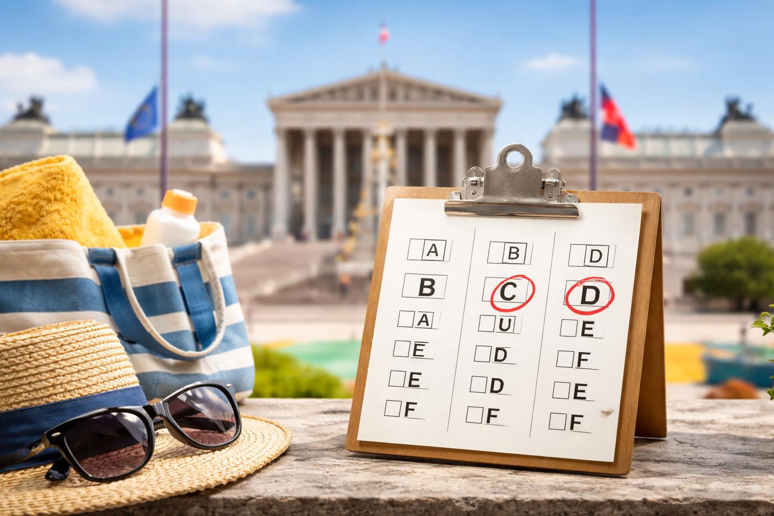 Redaktionelle Szene zum Thema „Sommerpause der Regierung: Welche Noten geben Sie der Koalition?“