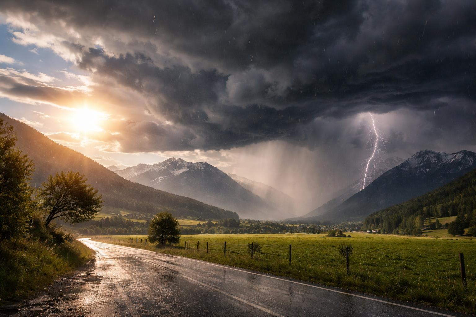 Redaktionelle Szene zum Thema „Sonne zu Wochenbeginn, dann Gewitter und Abkühlung in Österreich“