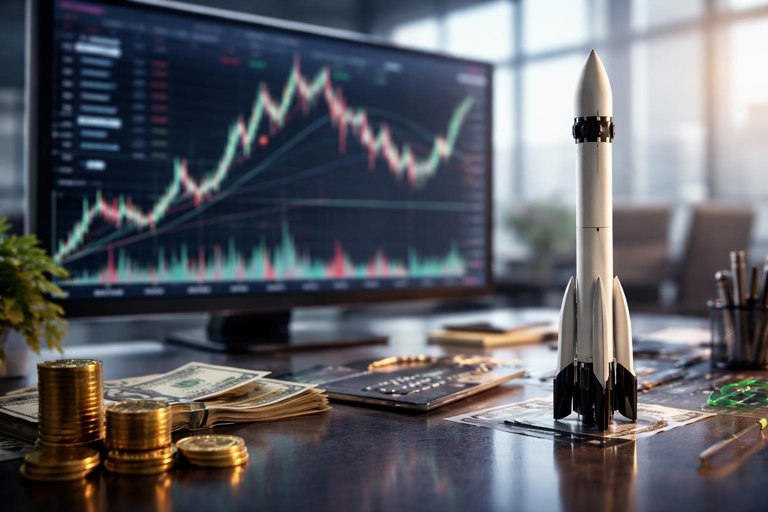 Redaktionelle Szene zum Thema „SpaceX-Börsengang heizt Spekulationen um KI-Blase und Musk-Risiken an“