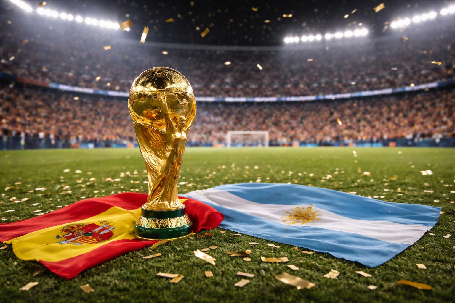 Redaktionelle Szene zum Thema „Spanien krönt sich in der Verlängerung gegen Argentinien zum Weltmeister“