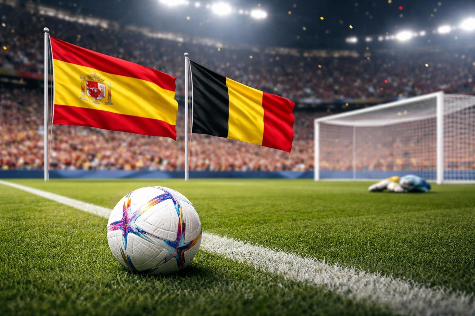 Redaktionelle Szene zum Thema „Spanien trifft im WM-Viertelfinale auf Belgien“