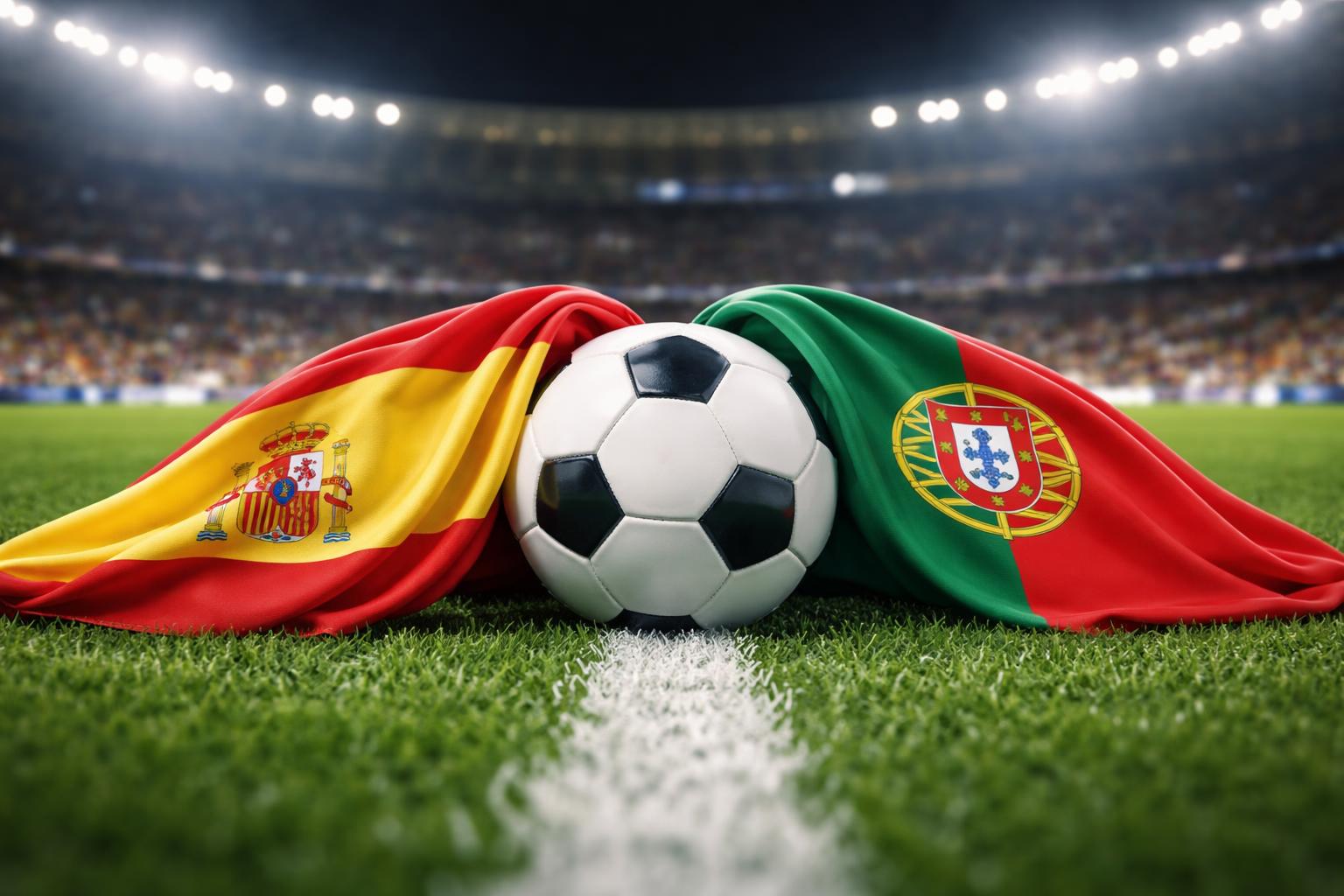Redaktionelle Szene zum Thema „Spanien und Portugal im WM-Achtelfinale: Das Duell der Nachbarn live“