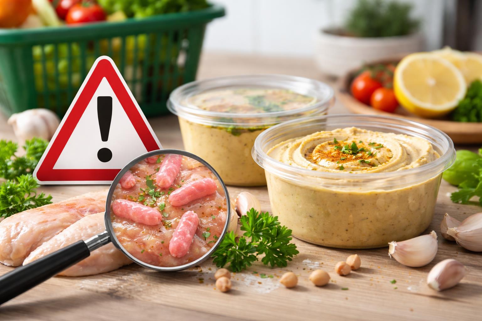 Redaktionelle Szene zum Thema „SPAR ruft Bio-Hummus wegen möglicher Salmonellen zurück“