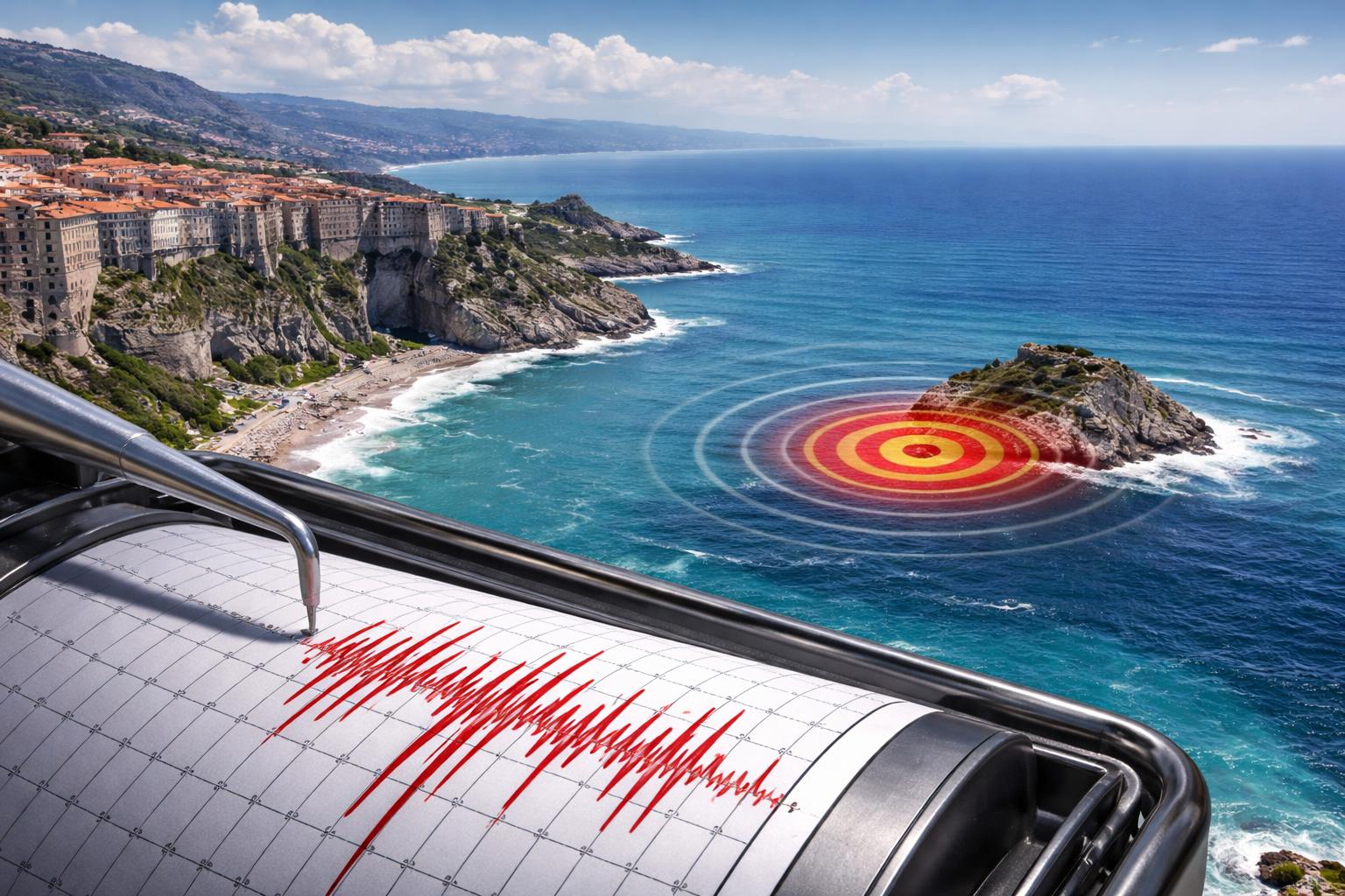 Redaktionelle Szene zum Thema „Starkes Erdbeben vor Kalabrien in Süditalien und auf dem Balkan zu spüren“