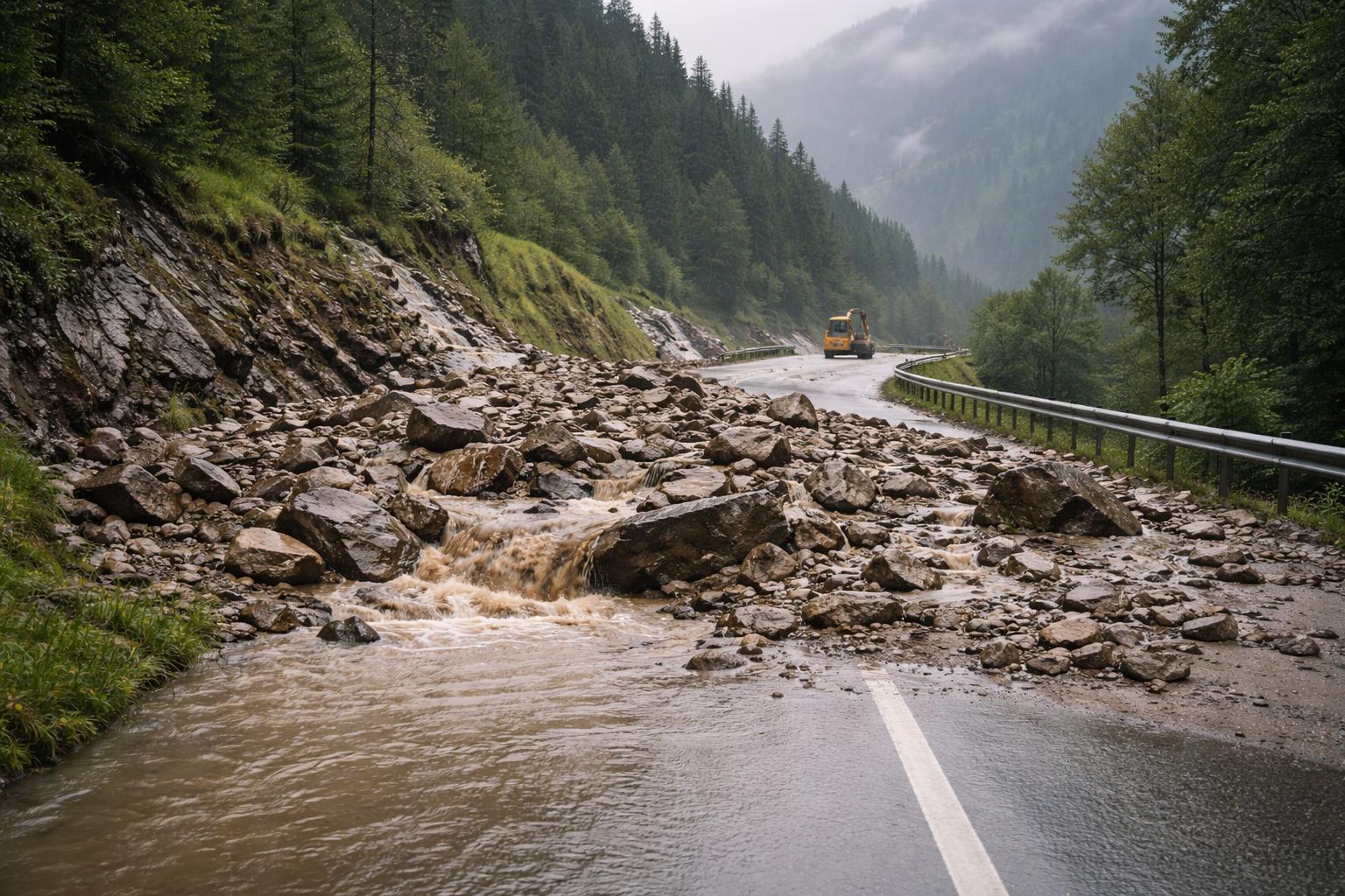 Redaktionelle Szene zum Thema „Starkregen löst in Tirol vereinzelte Muren und Überflutungen aus“