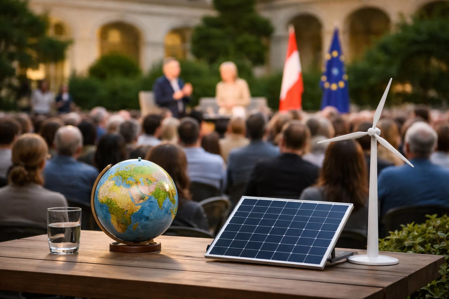 Redaktionelle Szene zum Thema „Stocker wirbt bei Bürgerdialog in Wien für Klimaschutz der Regierung“